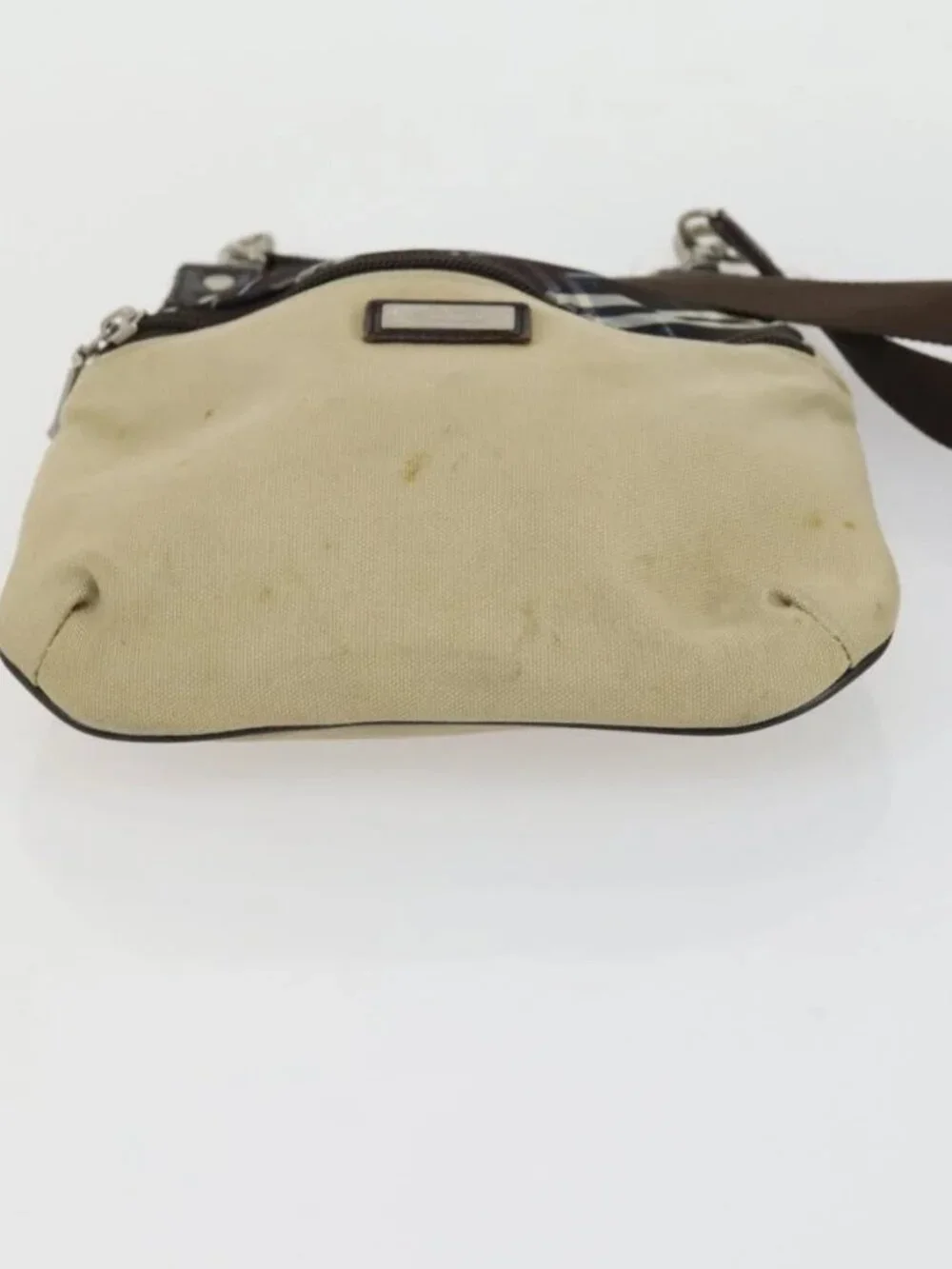 BURBERRY BALLY Tote Bag Leather Canvas 2 Set Beige Navy Auth 151571 - Picture 9 of 16